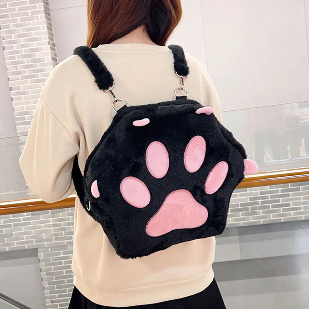 Mochila de Peluche con Forma de Patita de Gato - Estilo Kawaii