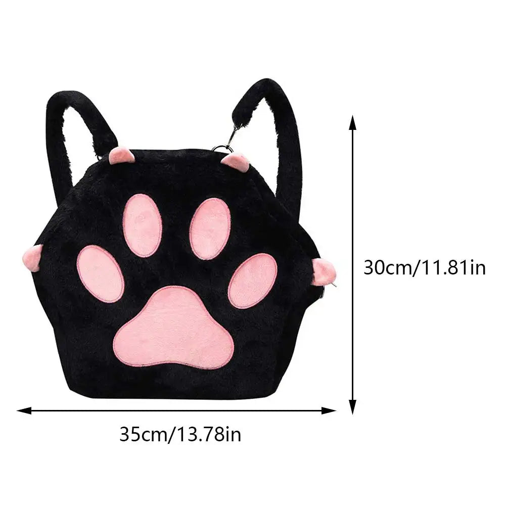 Mochila de Peluche con Forma de Patita de Gato - Estilo Kawaii