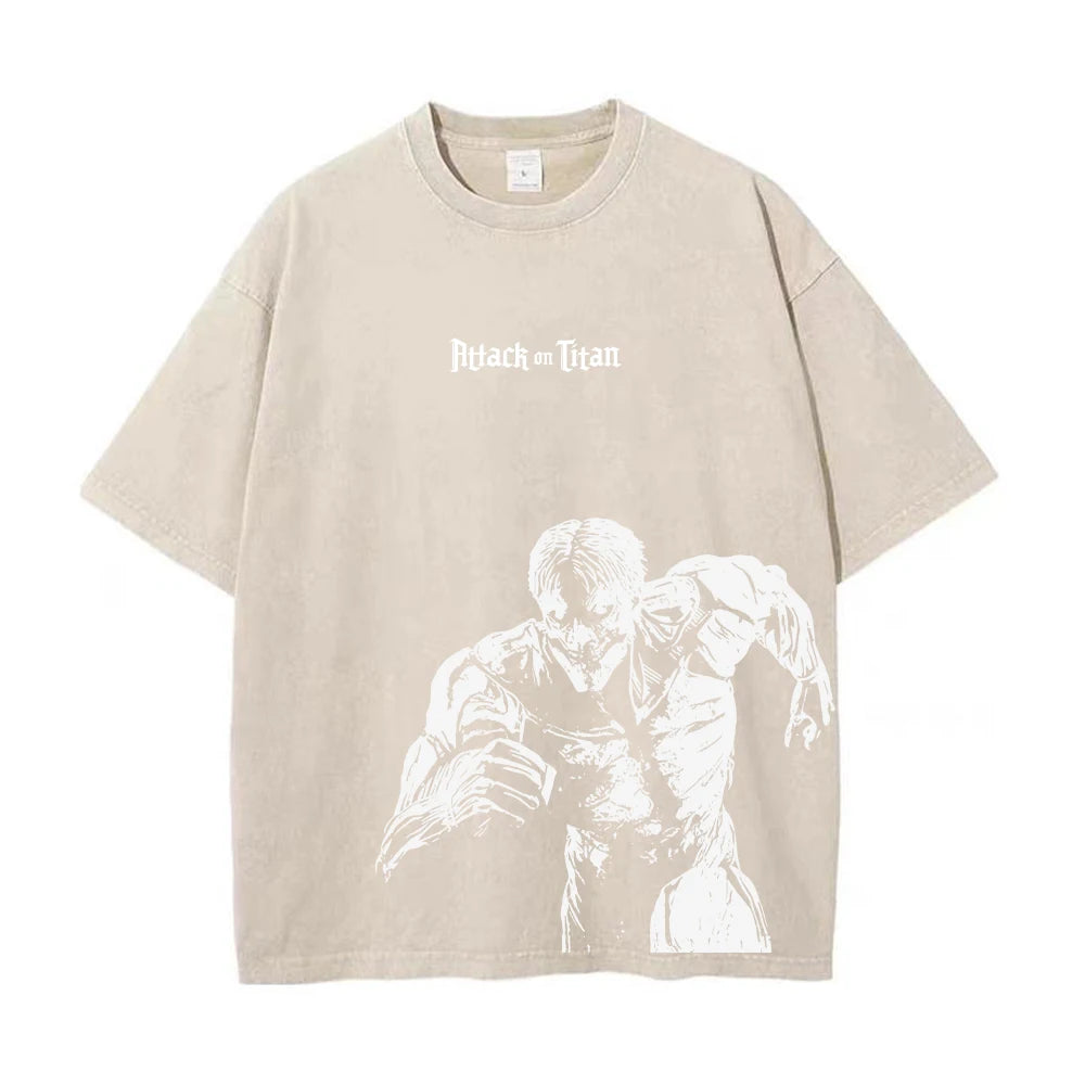 T-shirt oversize de l'anime Attack on Titan - Style vintage