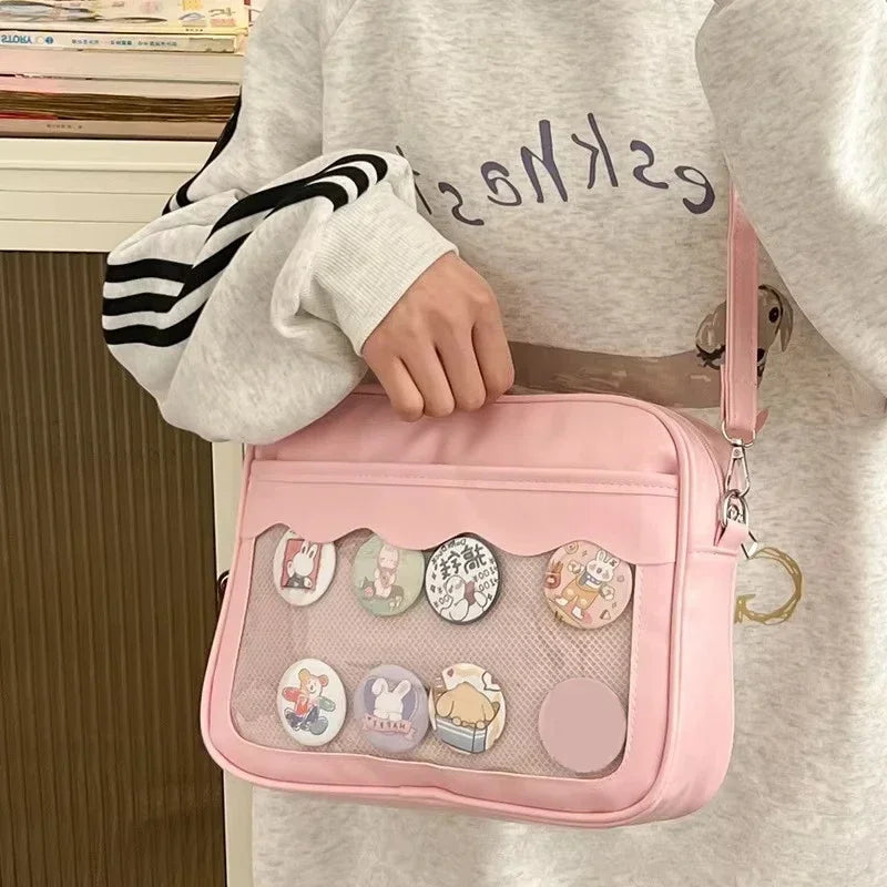 Bolso Ita Bag  Estilo Harajuku - Bolso Cruzado con Bolsillo Transparente