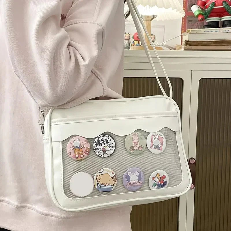 Bolso Ita Bag  Estilo Harajuku - Bolso Cruzado con Bolsillo Transparente