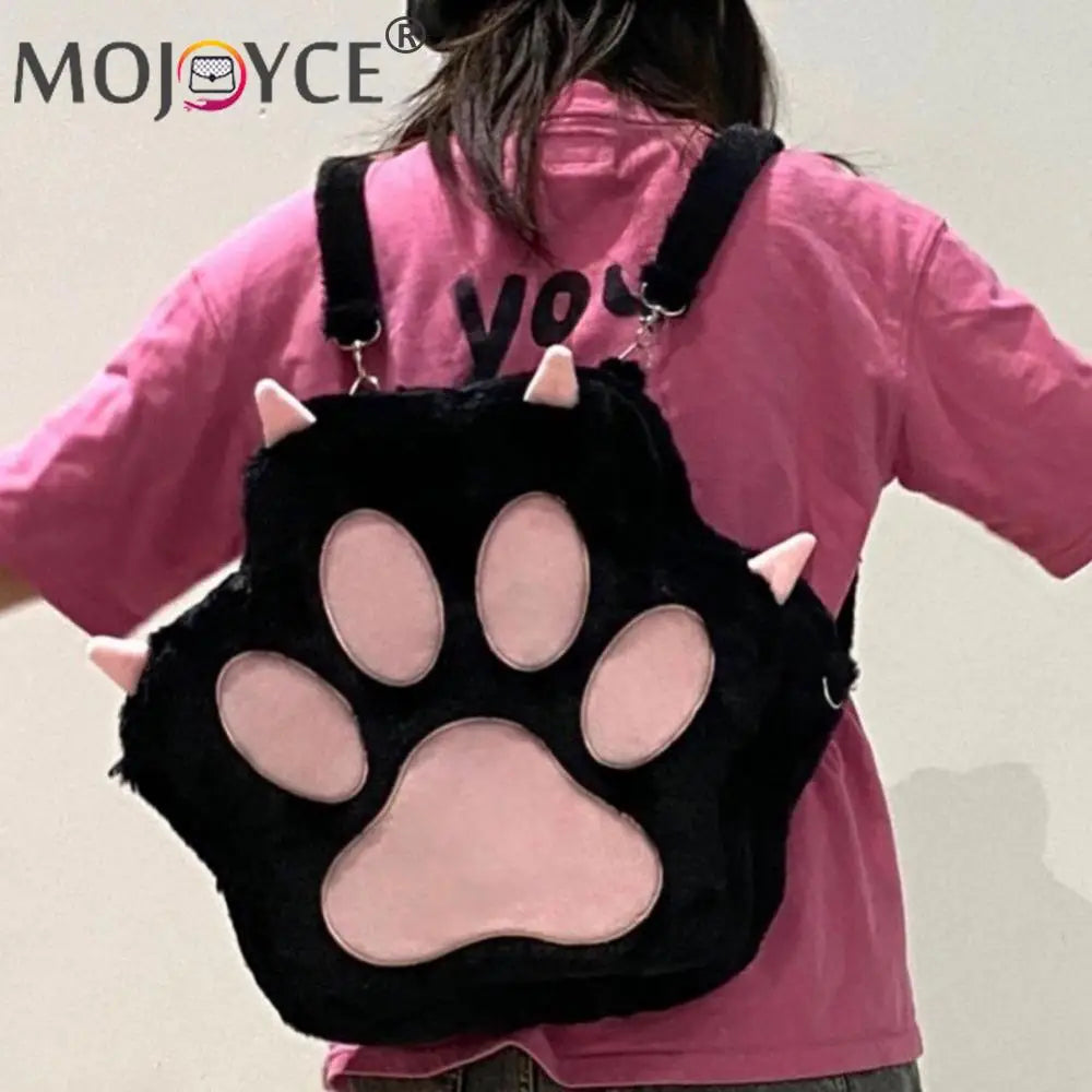 Mochila de Peluche con Forma de Patita de Gato - Estilo Kawaii