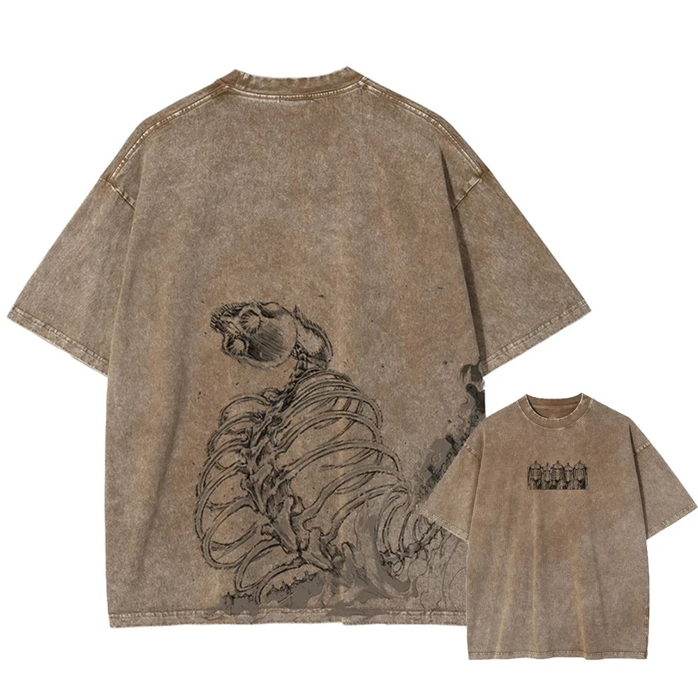 T-shirt oversize de l'anime Attack on Titan - Style vintage