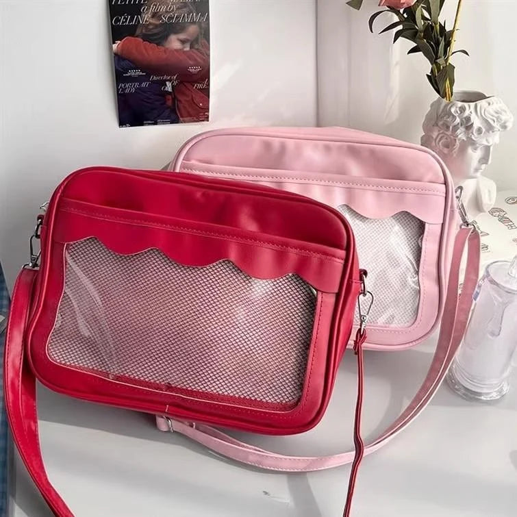 Bolso Ita Bag  Estilo Harajuku - Bolso Cruzado con Bolsillo Transparente