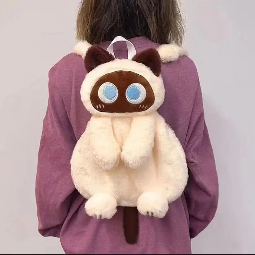 Mochila de Peluche de Gato con Ojos Grandes - 40 cm