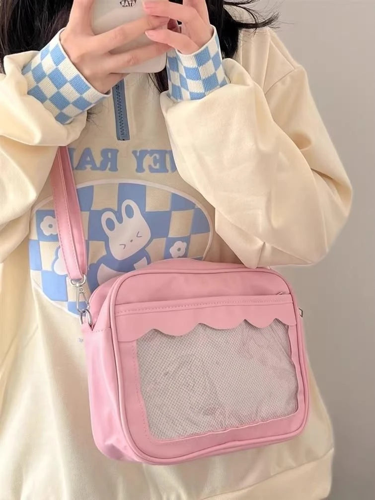 Bolso Ita Bag  Estilo Harajuku - Bolso Cruzado con Bolsillo Transparente