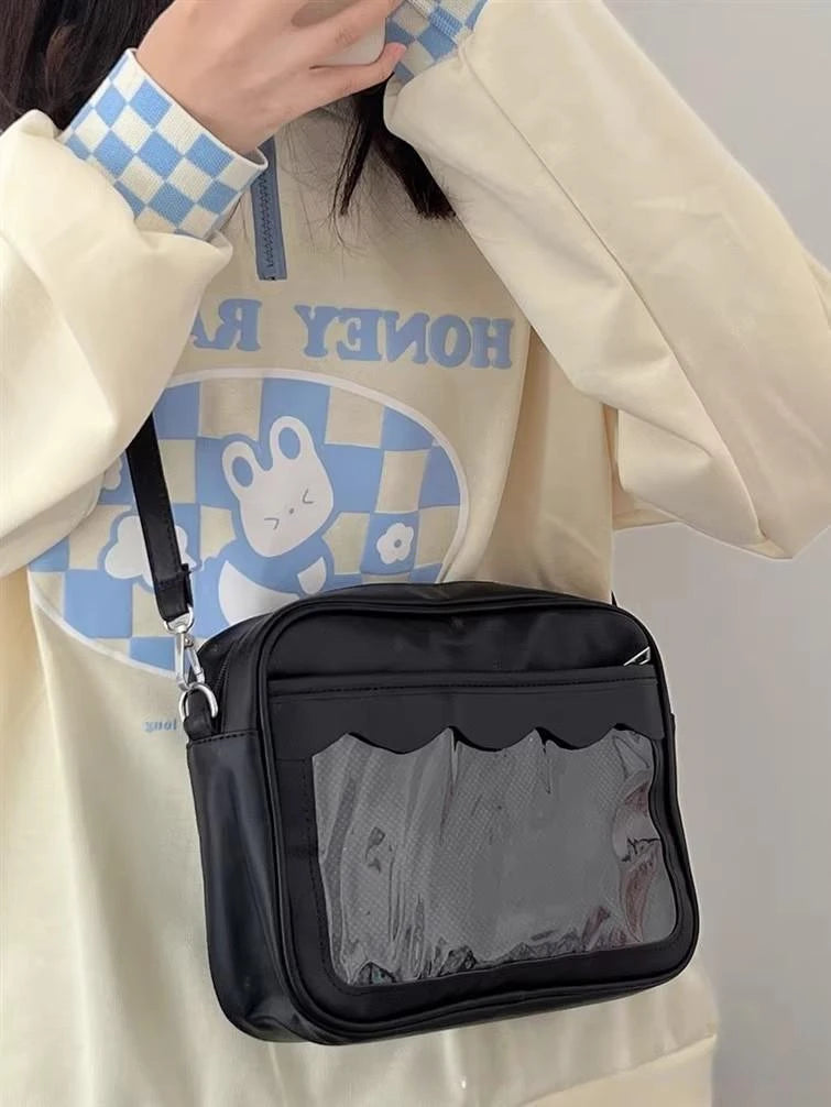 Bolso Ita Bag  Estilo Harajuku - Bolso Cruzado con Bolsillo Transparente