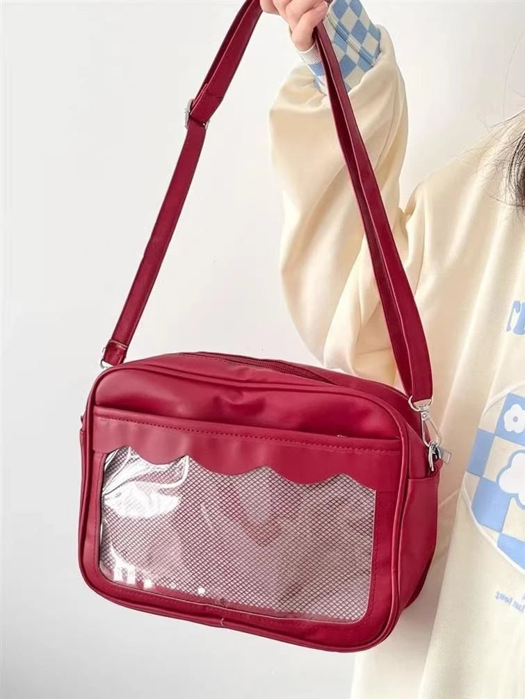 Bolso Ita Bag  Estilo Harajuku - Bolso Cruzado con Bolsillo Transparente