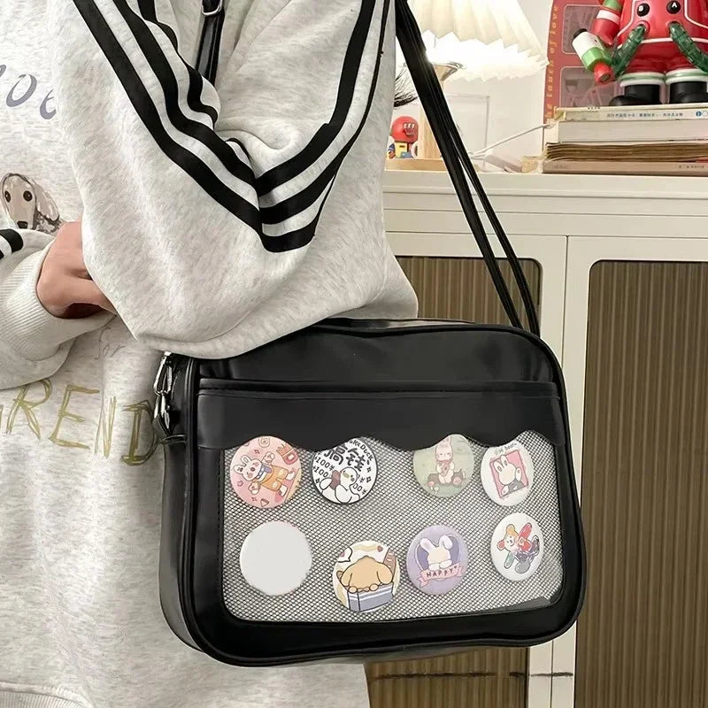 Bolso Ita Bag  Estilo Harajuku - Bolso Cruzado con Bolsillo Transparente