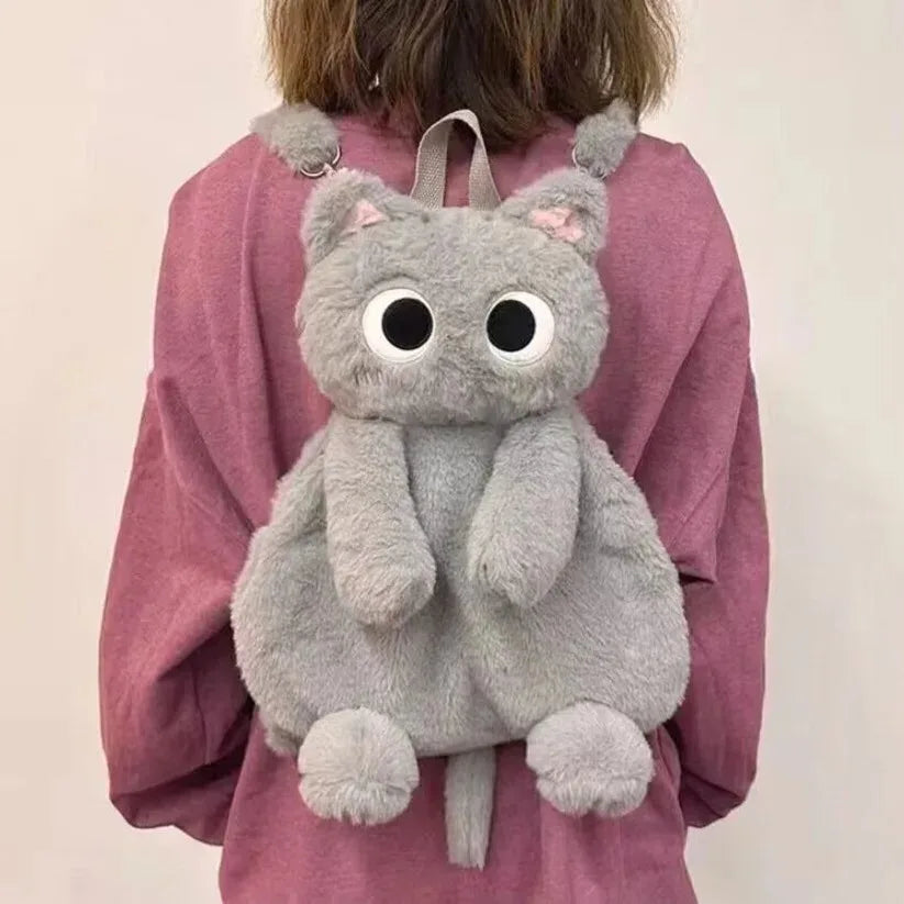 Mochila de Peluche de Gato con Ojos Grandes - 40 cm