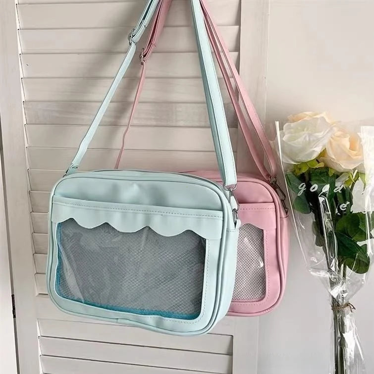 Bolso Ita Bag  Estilo Harajuku - Bolso Cruzado con Bolsillo Transparente