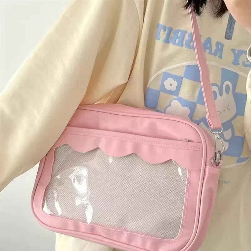 Bolso Ita Bag  Estilo Harajuku - Bolso Cruzado con Bolsillo Transparente