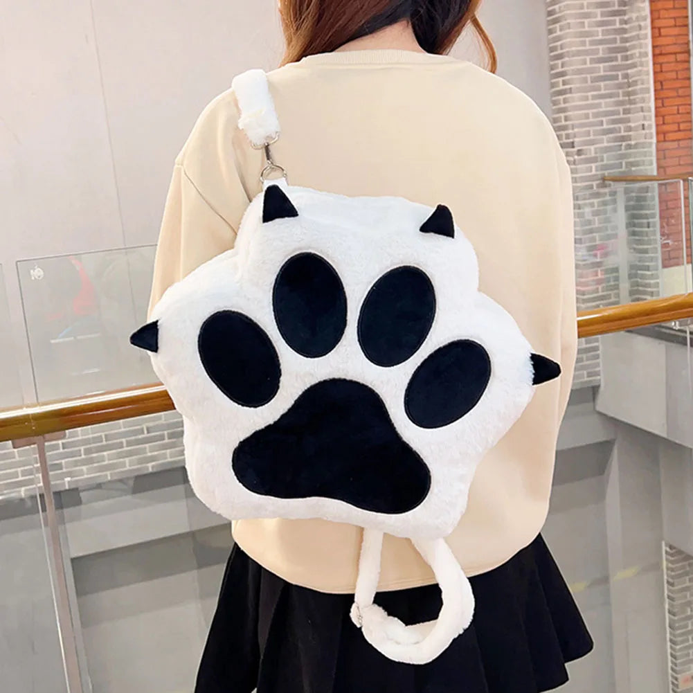 Mochila de Peluche con Forma de Patita de Gato - Estilo Kawaii