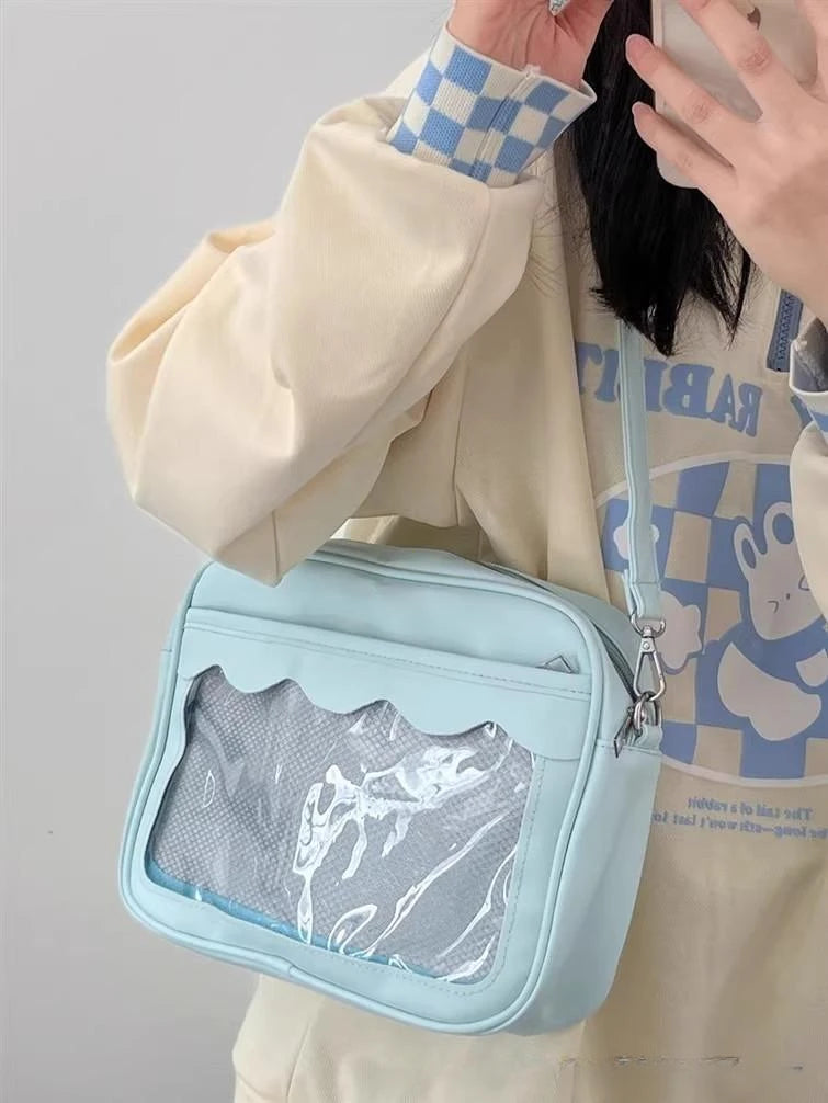 Bolso Ita Bag  Estilo Harajuku - Bolso Cruzado con Bolsillo Transparente