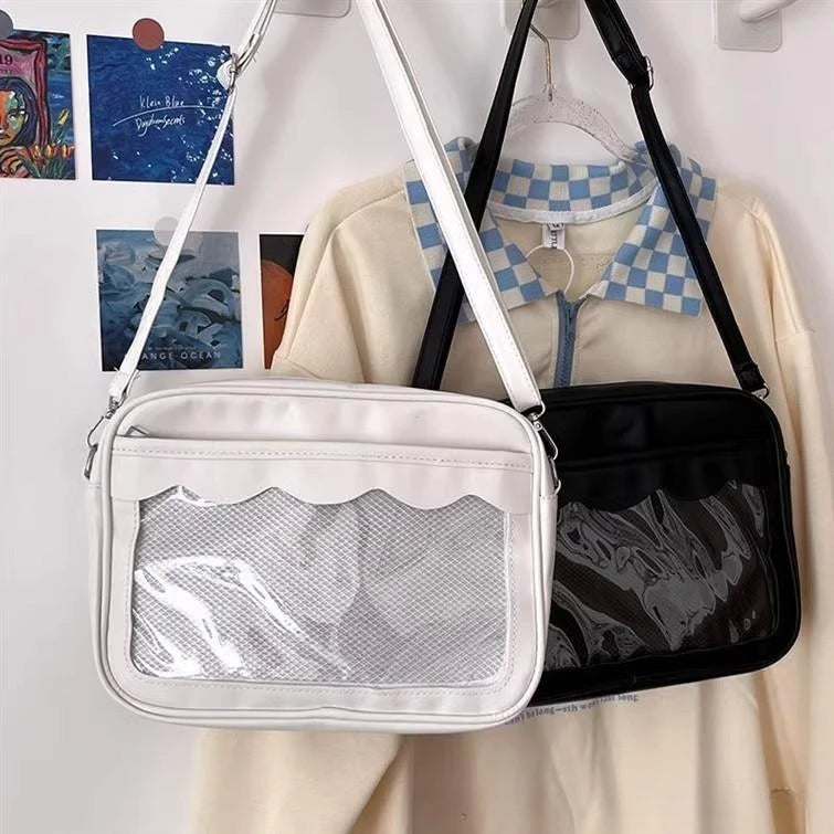 Bolso Ita Bag  Estilo Harajuku - Bolso Cruzado con Bolsillo Transparente