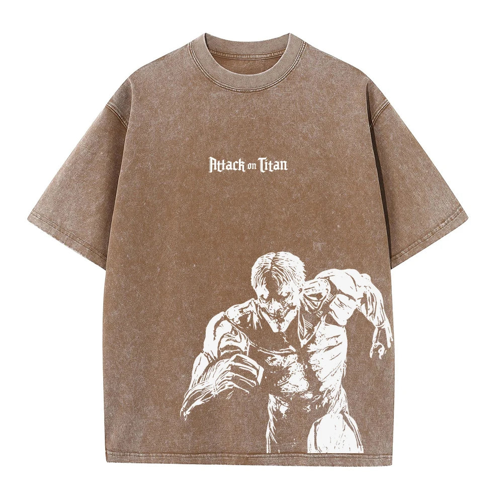 T-shirt oversize de l'anime Attack on Titan - Style vintage