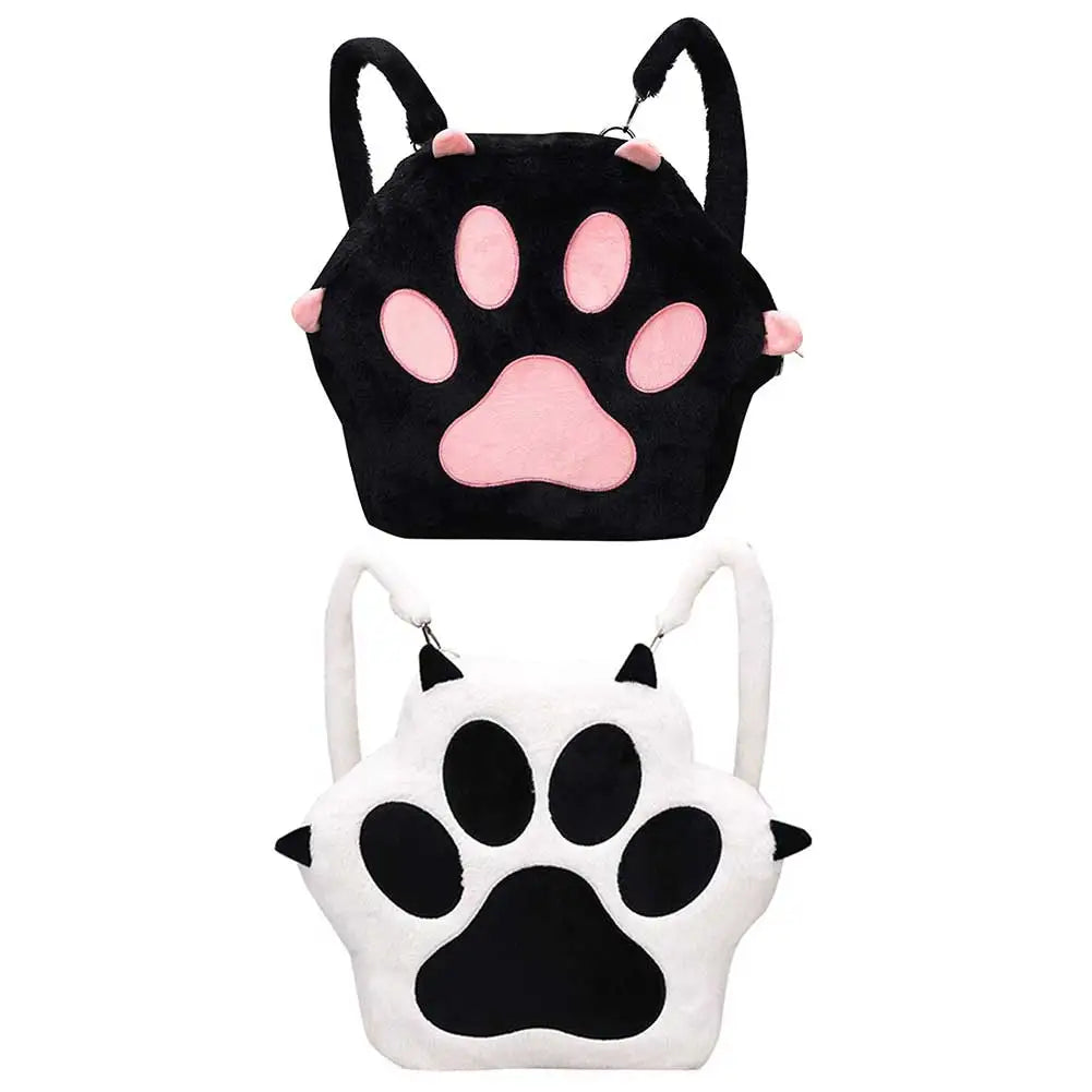 Mochila de Peluche con Forma de Patita de Gato - Estilo Kawaii