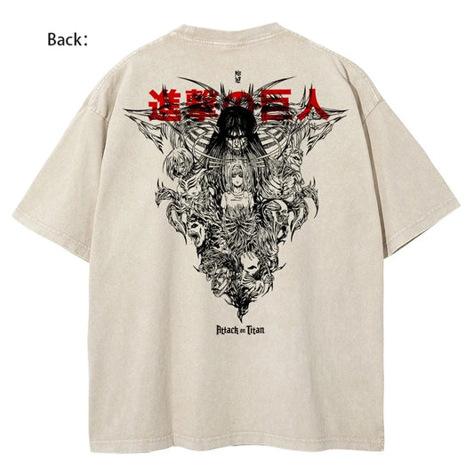 T-shirt oversize de l'anime Attack on Titan - Style vintage