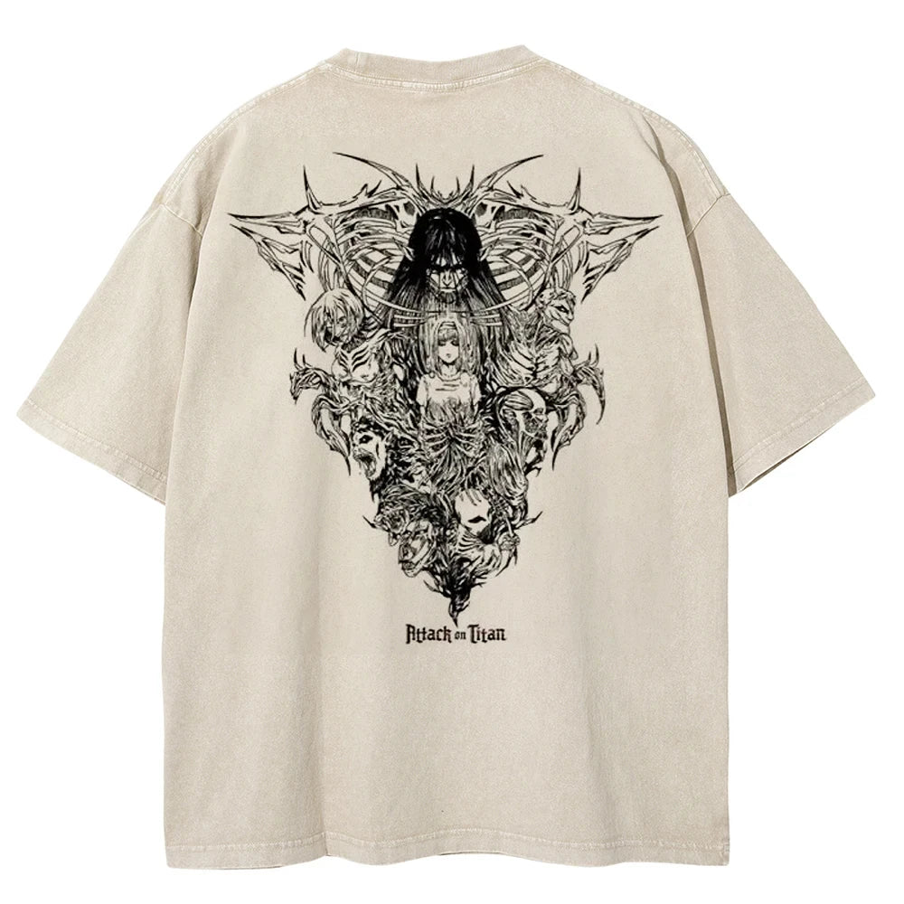 T-shirt oversize de l'anime Attack on Titan - Style vintage