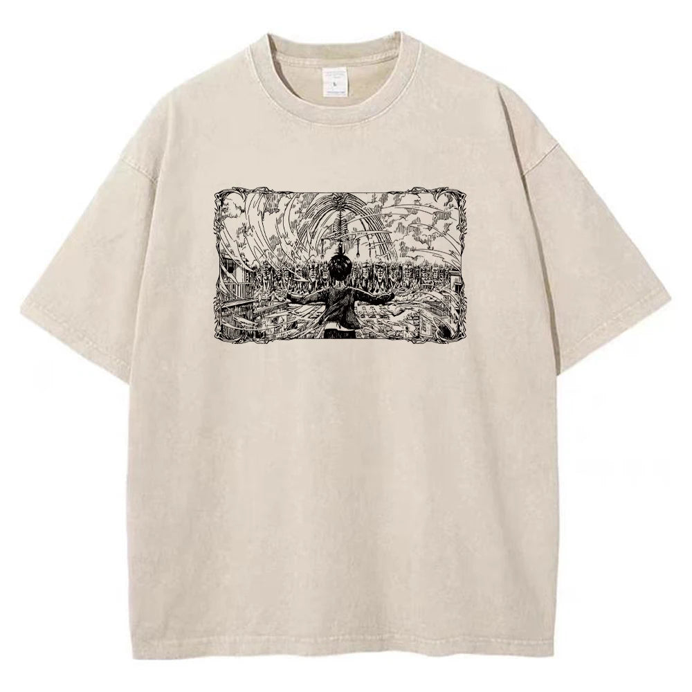 T-shirt oversize de l'anime Attack on Titan - Style vintage