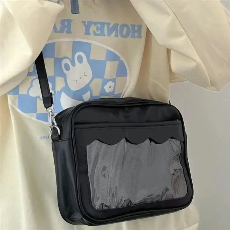 Bolso Ita Bag  Estilo Harajuku - Bolso Cruzado con Bolsillo Transparente