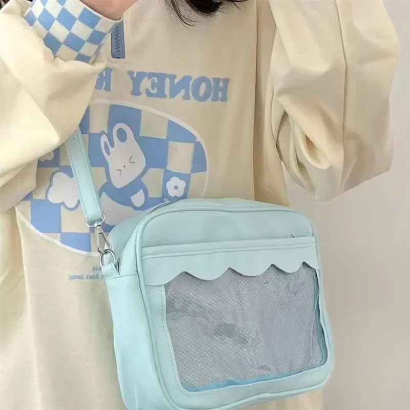 Bolso Ita Bag  Estilo Harajuku - Bolso Cruzado con Bolsillo Transparente