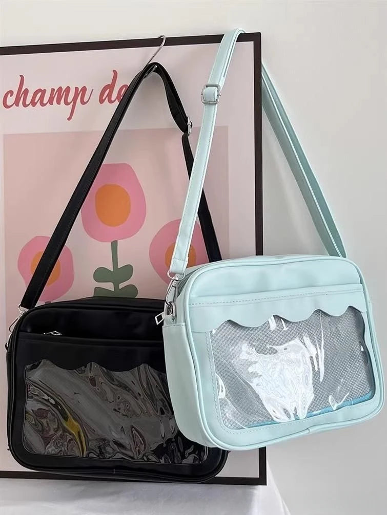 Bolso Ita Bag  Estilo Harajuku - Bolso Cruzado con Bolsillo Transparente