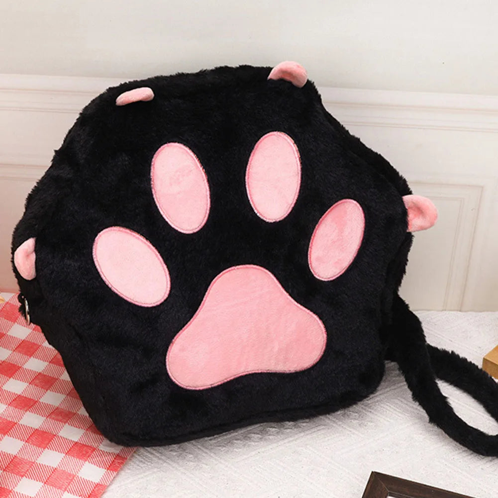 Mochila de Peluche con Forma de Patita de Gato - Estilo Kawaii