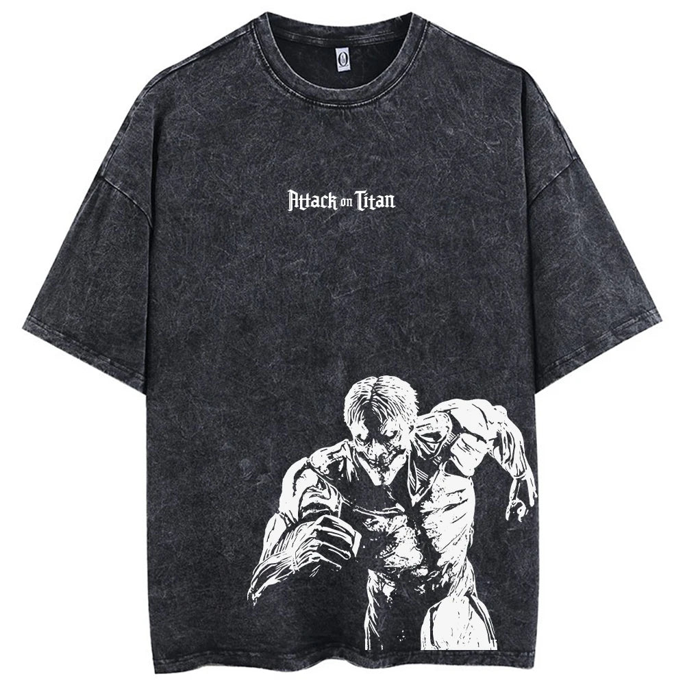 T-shirt oversize de l'anime Attack on Titan - Style vintage