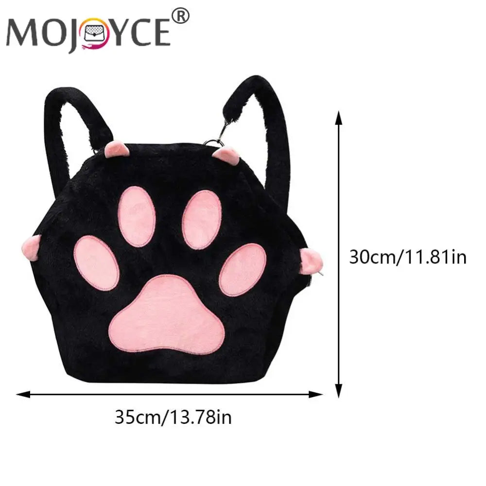 Mochila de Peluche con Forma de Patita de Gato - Estilo Kawaii