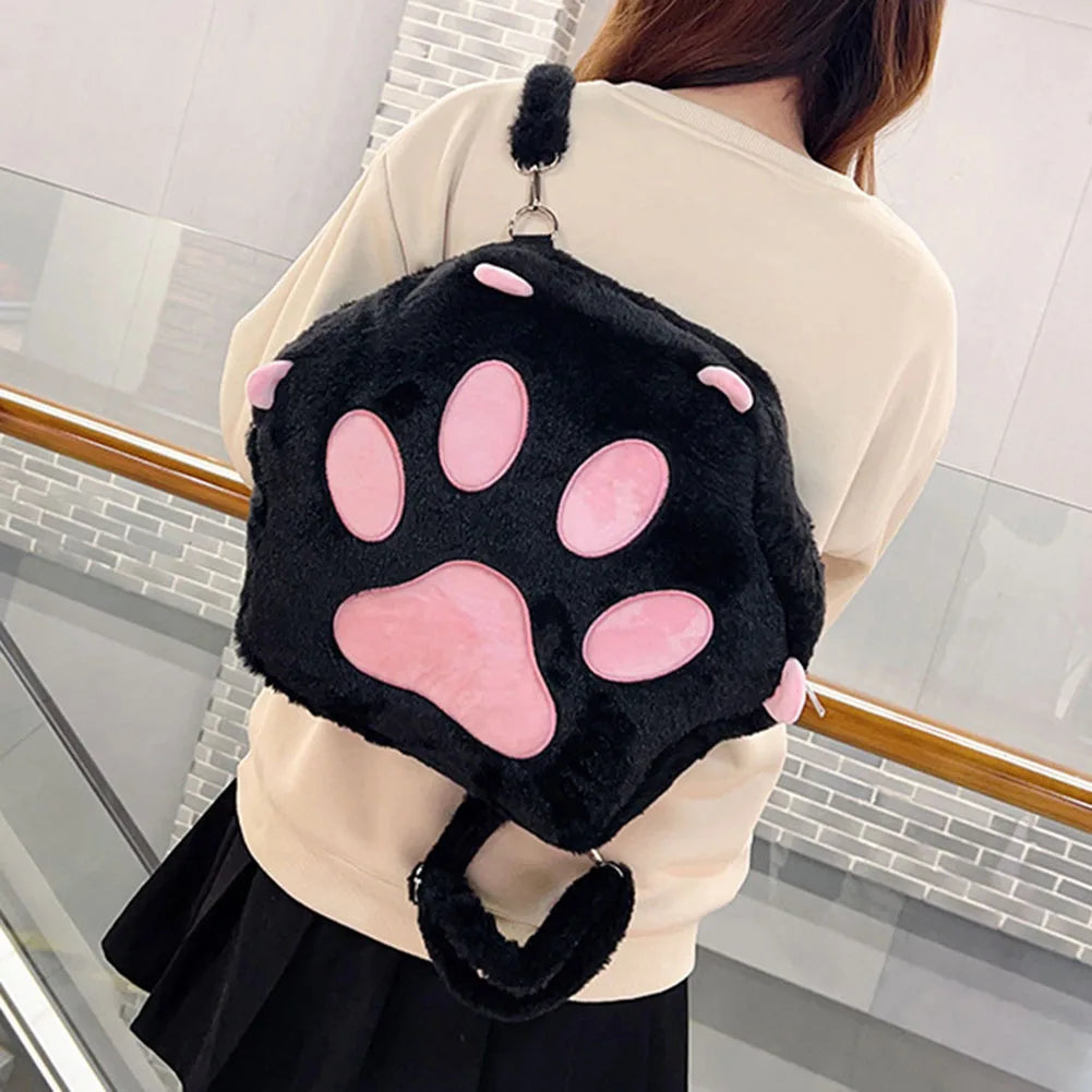 Mochila de Peluche con Forma de Patita de Gato - Estilo Kawaii