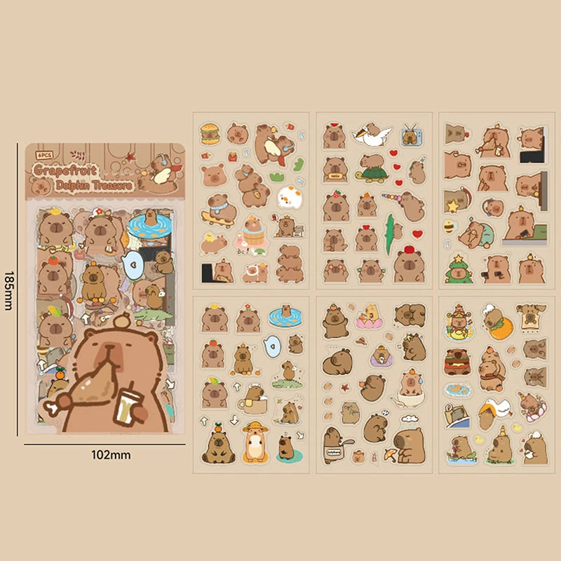 Pack de Stickers de Capibara Transparentes | Incluye 6 Hojas de Calidad Premium