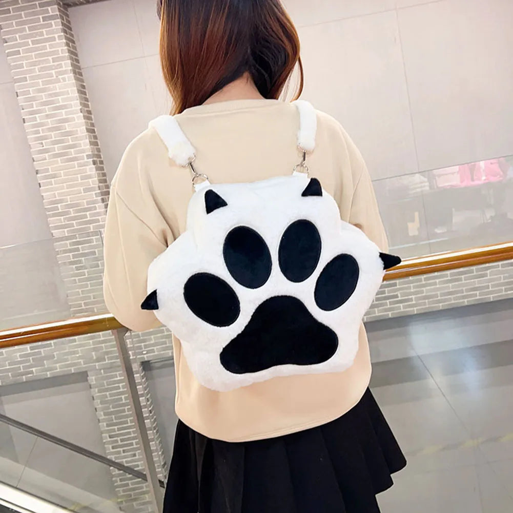 Mochila de Peluche con Forma de Patita de Gato - Estilo Kawaii