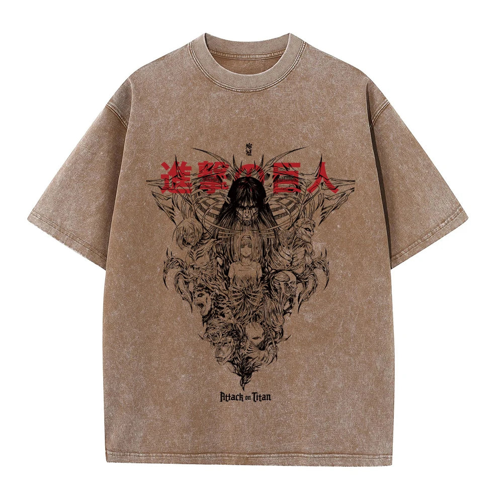 T-shirt oversize de l'anime Attack on Titan - Style vintage