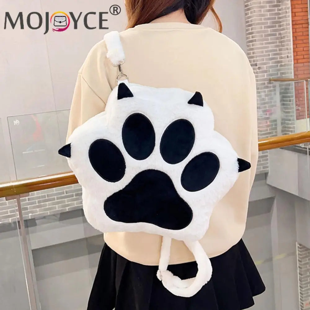 Mochila de Peluche con Forma de Patita de Gato - Estilo Kawaii