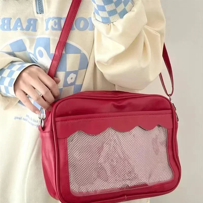 Bolso Ita Bag  Estilo Harajuku - Bolso Cruzado con Bolsillo Transparente