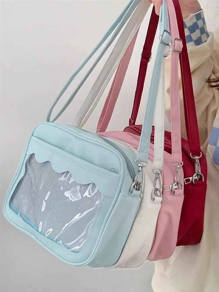 Bolso Ita Bag  Estilo Harajuku - Bolso Cruzado con Bolsillo Transparente