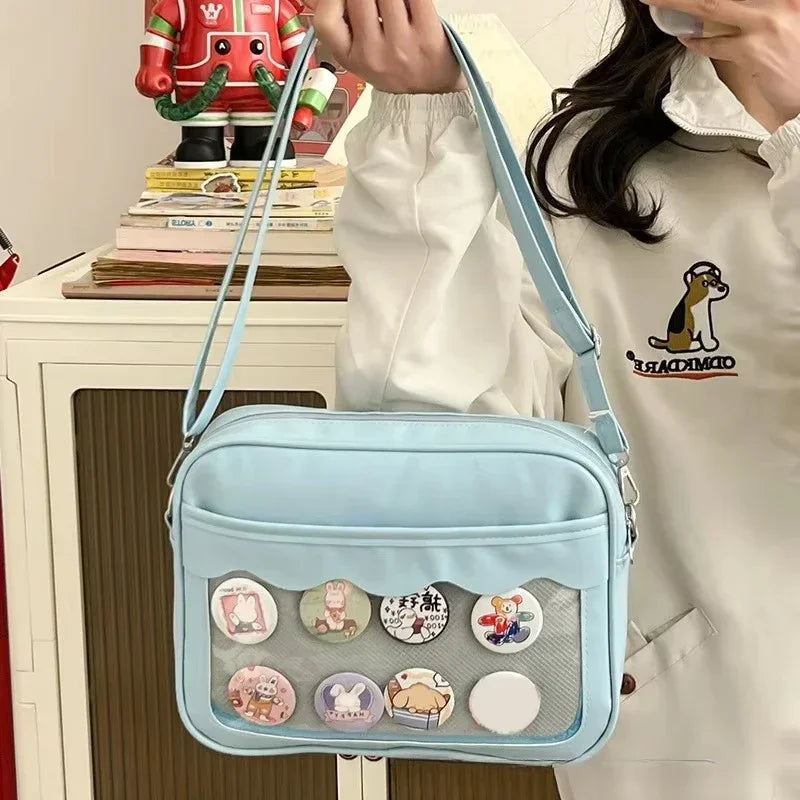 Bolso Ita Bag  Estilo Harajuku - Bolso Cruzado con Bolsillo Transparente